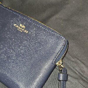 Coach Corner Zip Navy Blue Wristlet